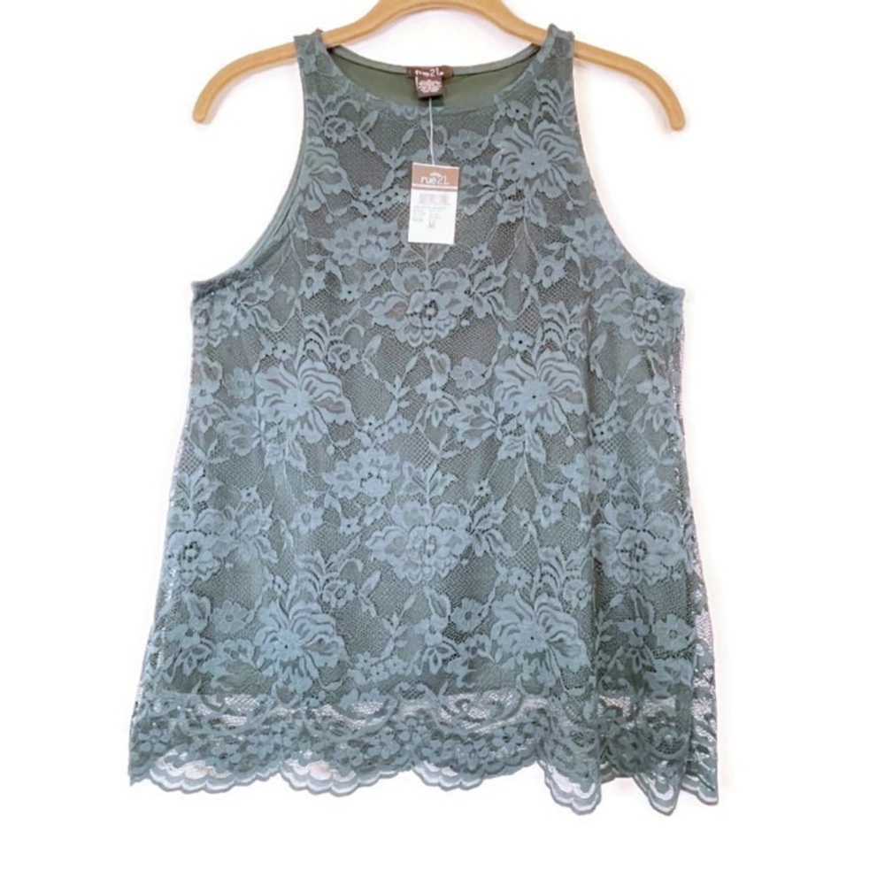 Rue 21 Green Lace Tank Top NWT